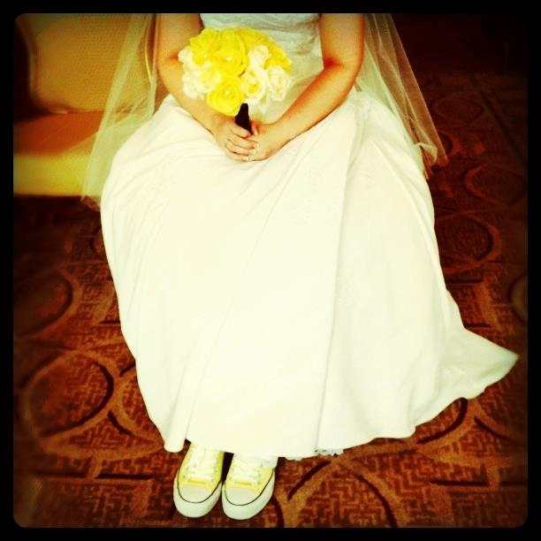 Wedding Day and yellow Converse Chucks