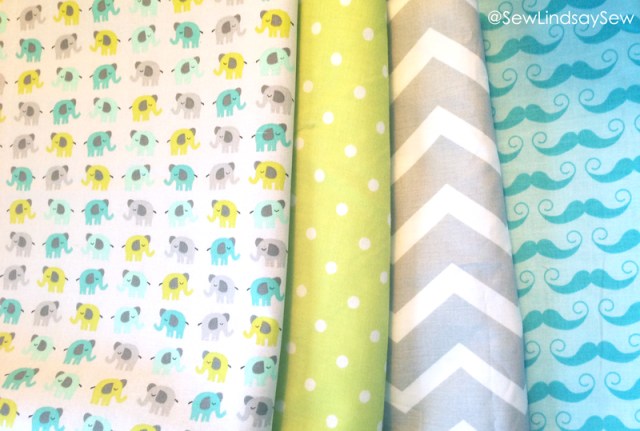 Mustaches and elephant fabric selections