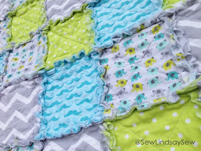 Mustaches and Elephants rag quilt