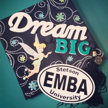 The "Lindsay-fied" graduation cap I crafted last year when I received my MBA.